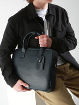Leather Flandres Briefcase 1 Compartment Etrier Blue flandres EFLA8251-vue-porte