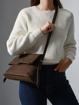 Sac Bandoulire Cavalier Nubuck Cuir Etrier Marron cavalier nubuck ECAN135M-vue-porte