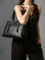 Sac Port� �paule Torsade Cuir Etrier Noir torsade ETOS173L-vue-porte